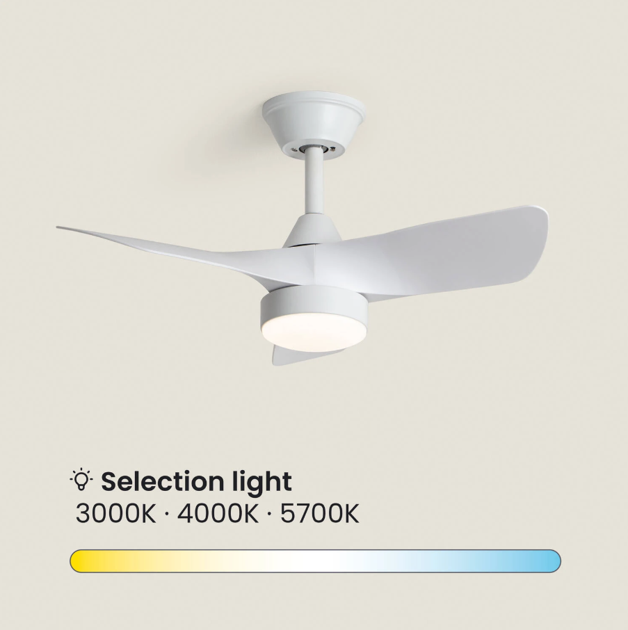 Fantiluxe Sebastian Ventilador de techo, Ø76 cm, Mando a distancia, Blanco