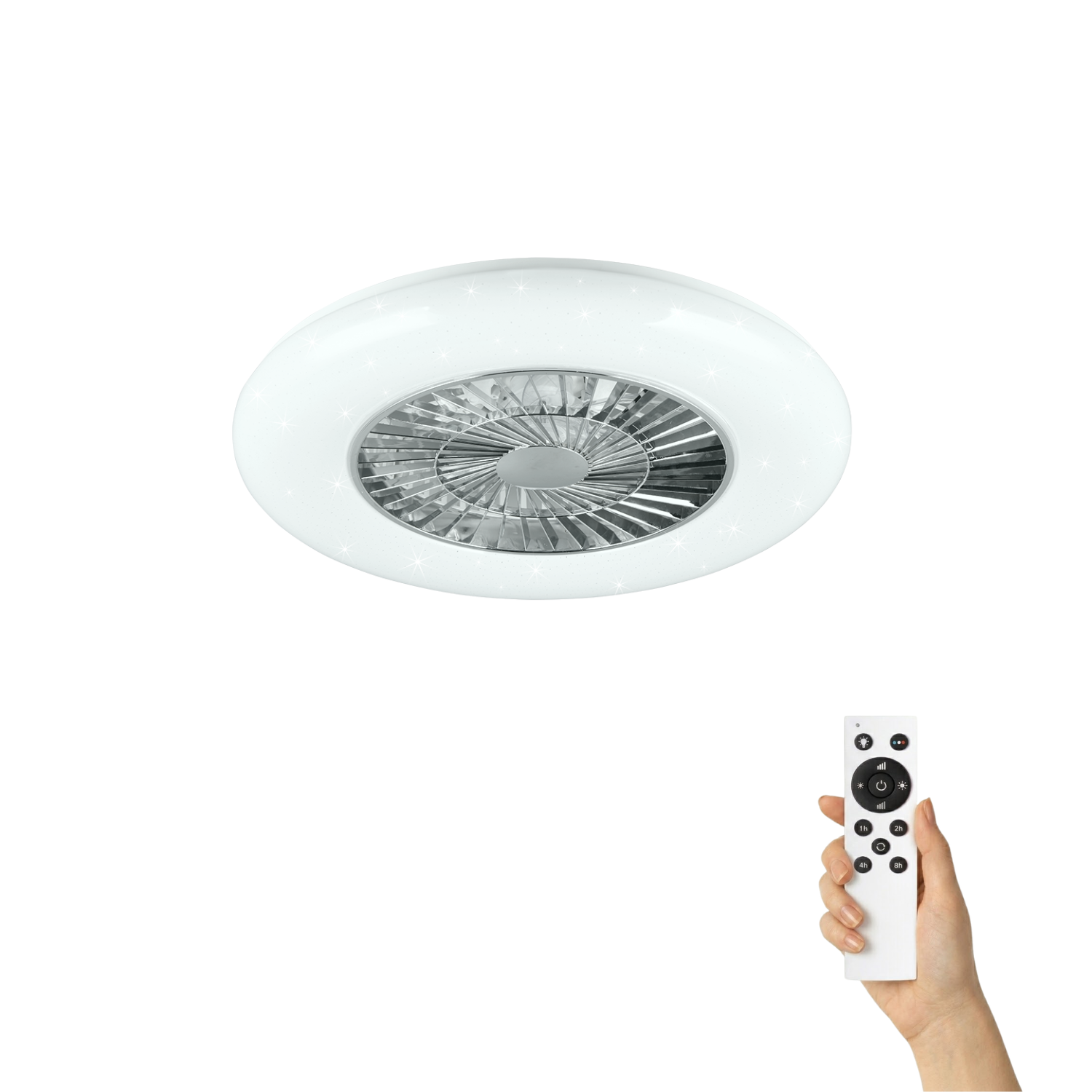 Fantiluxe Agnes Ventilador de techo, Ø58 cm, Mando a distancia, Cromo