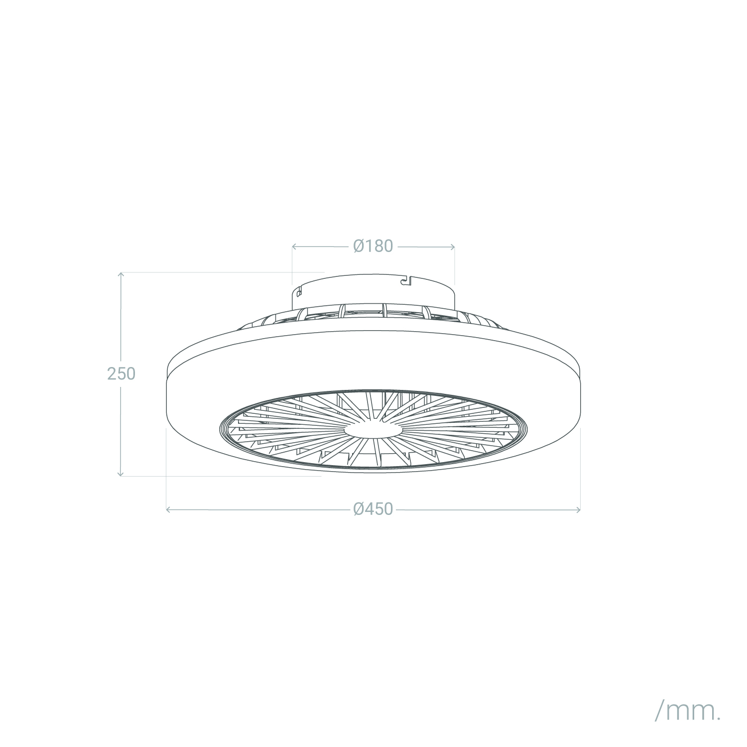 Fantiluxe Albin Ventilador de techo, Ø45 cm, Mando a distancia, Blanco / Transparente