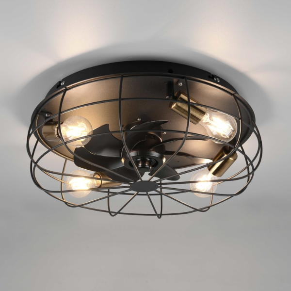 Fantiluxe Sam Ventilador de techo, Ø48 cm, Mando a distancia, Negro