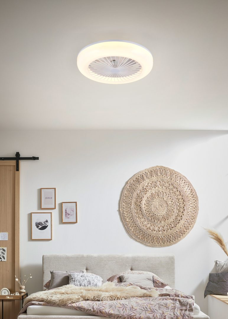 Fantiluxe Mette Ventilador de techo, Ø45 cm, Mando a distancia, Blanco