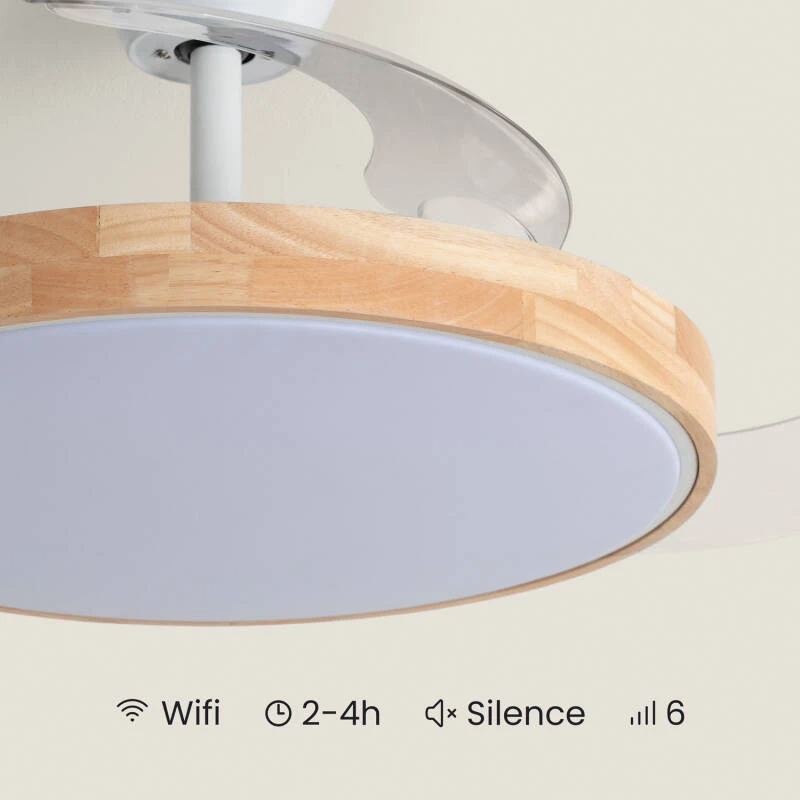Fantiluxe Varnvik Ventilador de techo, Ø106 cm, Mando a distancia + aplicación móvil, Transparente