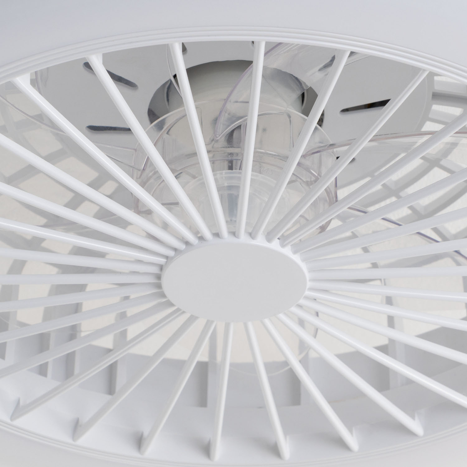 Fantiluxe Albin Ventilador de techo, Ø45 cm, Mando a distancia, Blanco / Transparente