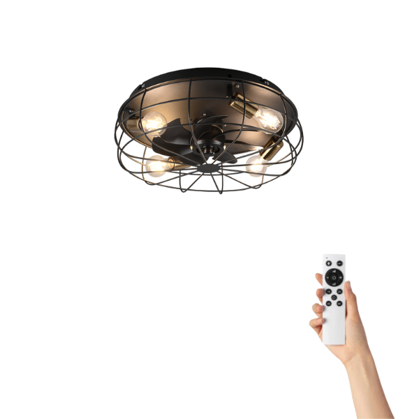 Fantiluxe Sam Ventilador de techo, Ø48 cm, Mando a distancia, Negro