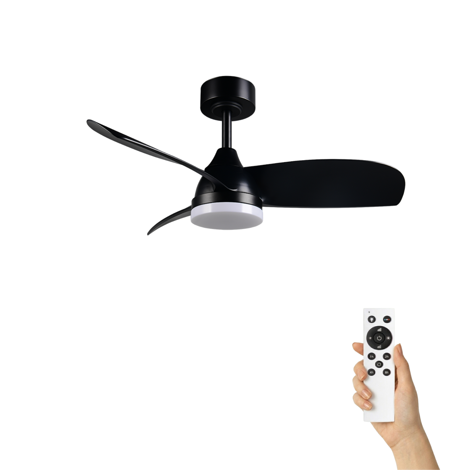 Fantiluxe Ingrid Ventilador de techo, Ø90 cm, Mando a distancia, Negro