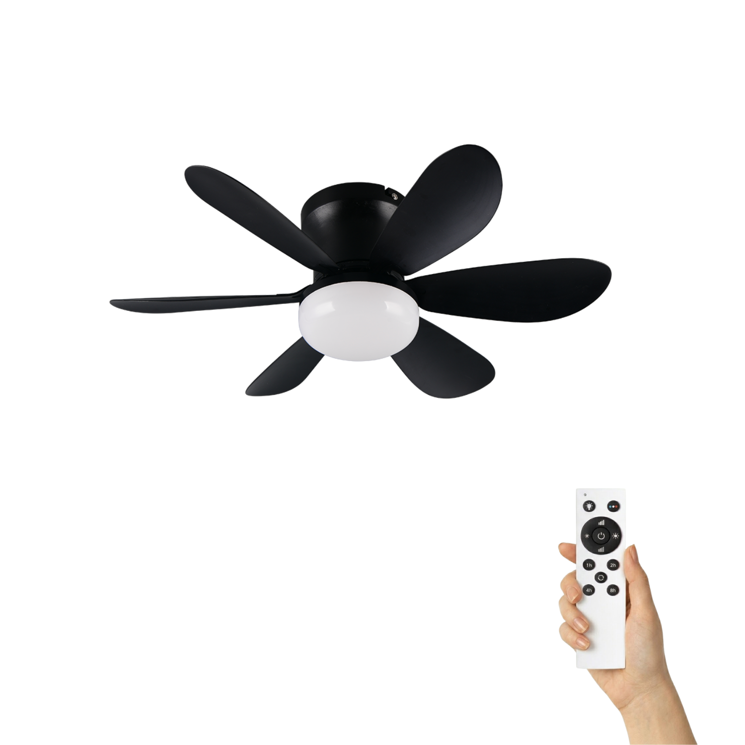 Fantiluxe Alva Ventilador de techo, Ø53 cm, Mando a distancia, Negro