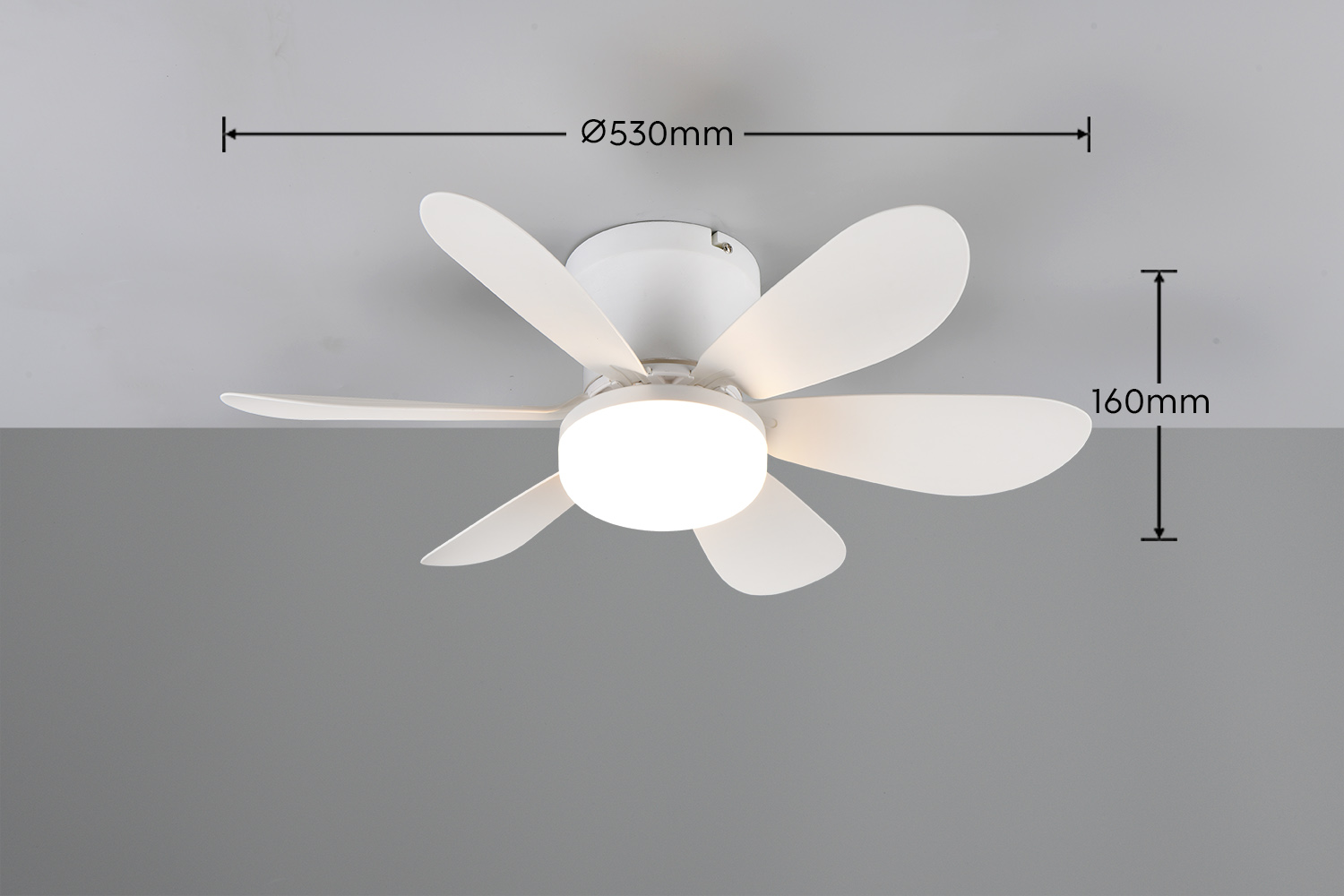 Fantiluxe Alva Ventilador de techo, Ø53 cm, Mando a distancia, Blanco