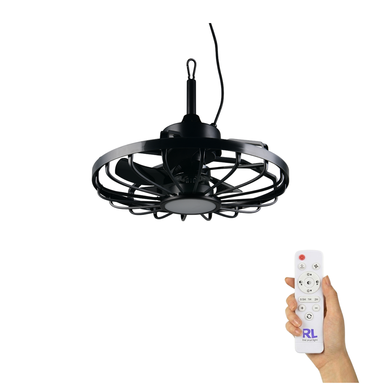 Fantiluxe Saga Ventilador de techo, Ø51 cm, Mando a distancia, Negro