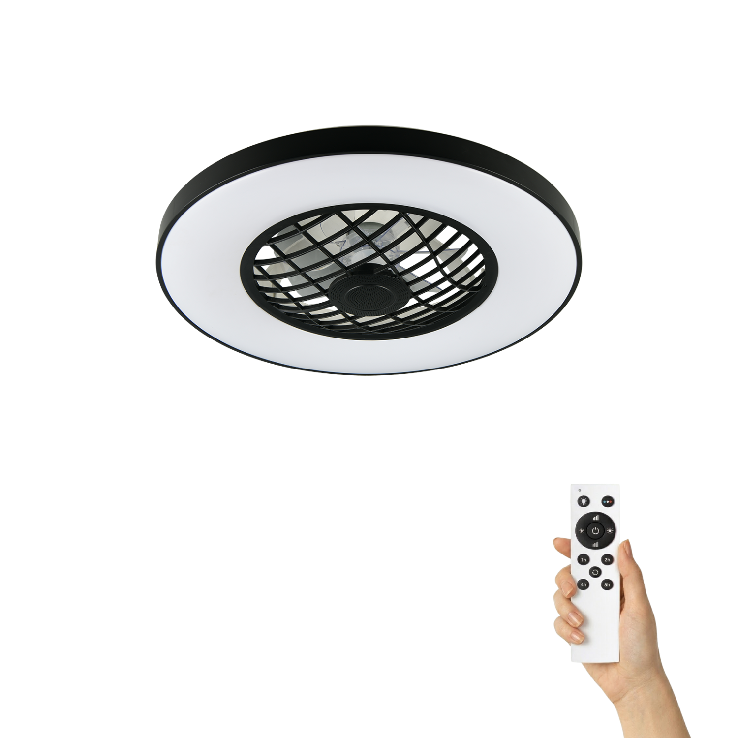 Fantiluxe Halldor Ventilador de techo, Ø59 cm, Mando a distancia, Negro