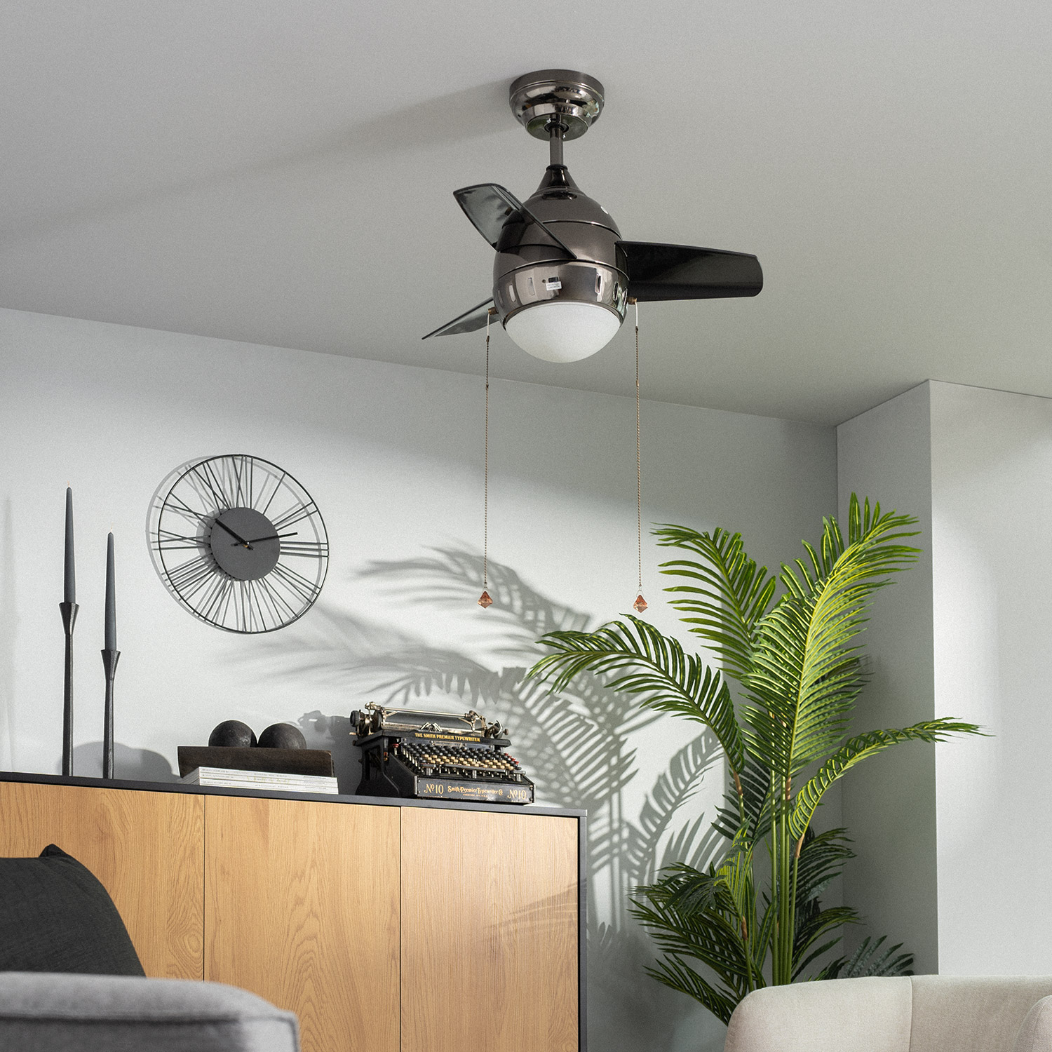 Fantiluxe Isak Ventilador de techo, Ø66 cm, Mando a distancia, Negro