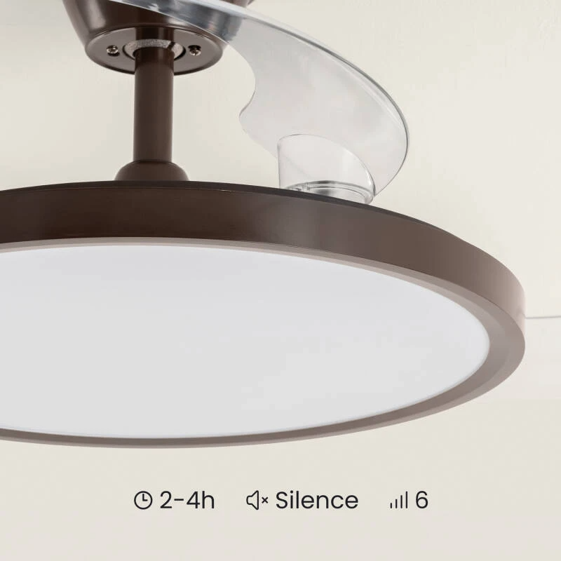 Fantiluxe Varnvik Ventilador de techo, Ø106 cm, Mando a distancia, Marrón / Transparente