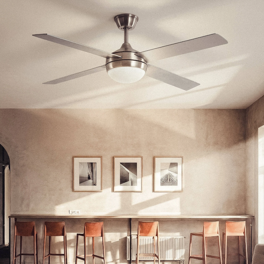 Fantiluxe Gustav Ventilador de techo, Ø132 cm, Mando a distancia, Níquel / Plata
