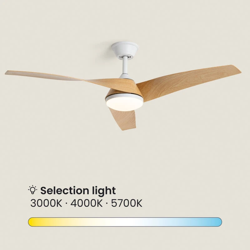 Fantiluxe Felix Ventilador de techo, Ø132 cm, Mando a distancia, Blanco / aspecto madera