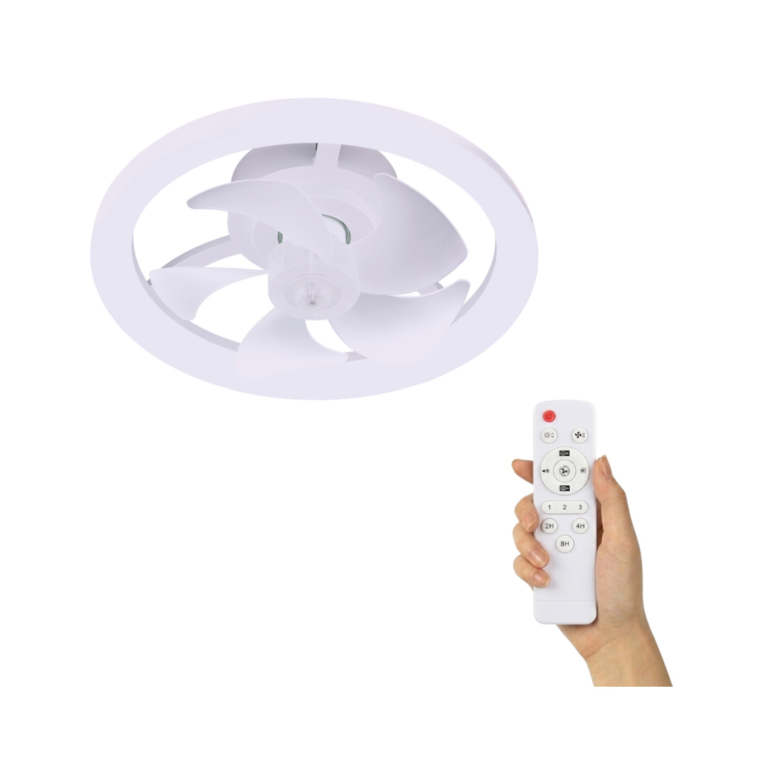 Fantiluxe Selma Ventilador de techo, Ø40 cm, Mando a distancia, Blanco