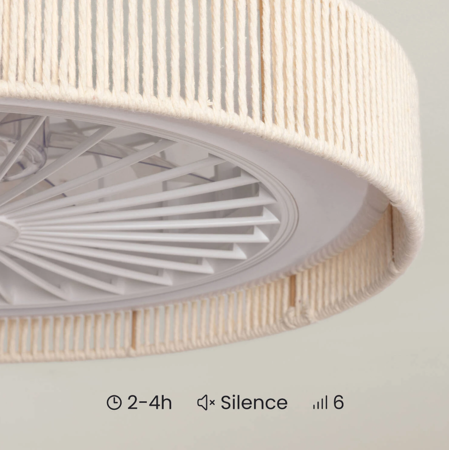 Fantiluxe Andreas Ventilador de techo, Ø50 cm, Mando a distancia, Beige / Transparente