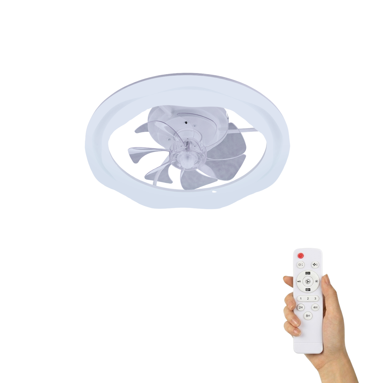 Fantiluxe Greta Ventilador de techo, Ø50 cm, Mando a distancia, Blanco