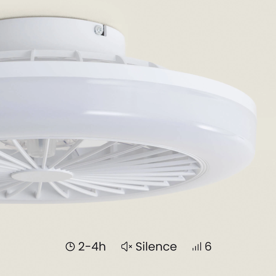 Fantiluxe Albin Ventilador de techo, Ø45 cm, Mando a distancia, Blanco / Transparente