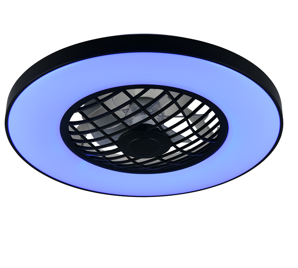 Fantiluxe Halldor Ventilador de techo, Ø59 cm, Mando a distancia, Negro