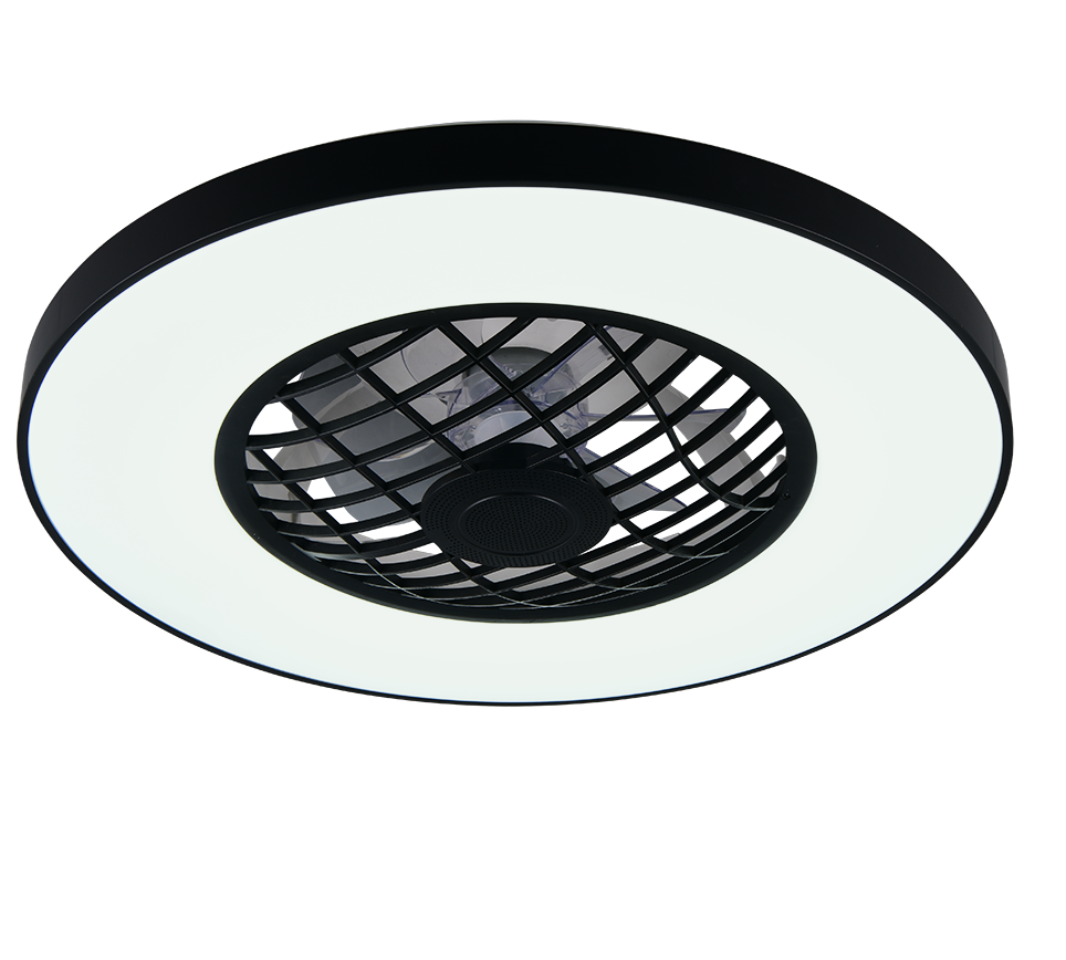 Fantiluxe Halldor Ventilador de techo, Ø59 cm, Mando a distancia, Negro