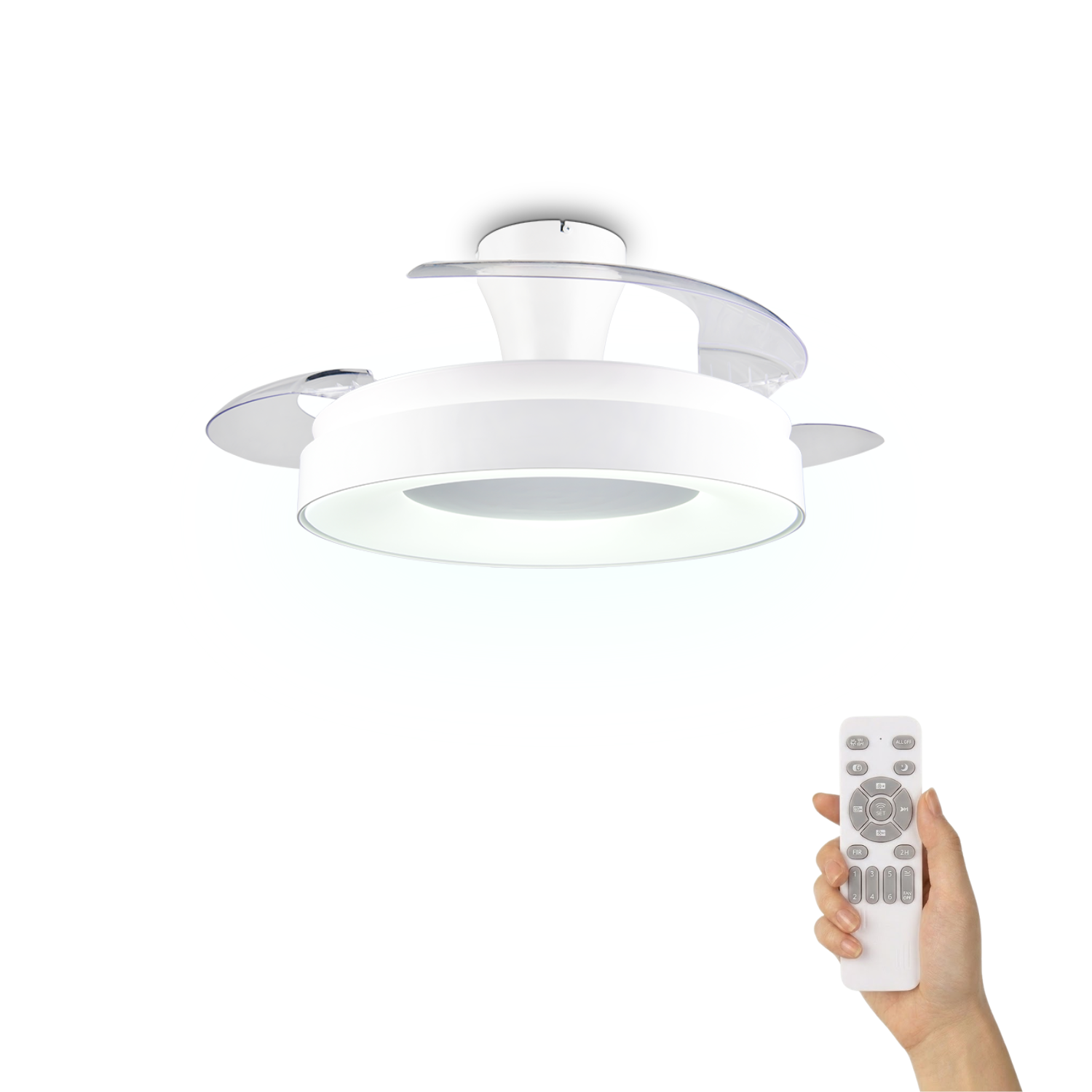 Fantiluxe Karin Ventilador de techo, Ø106 cm, Mando a distancia, Blanco