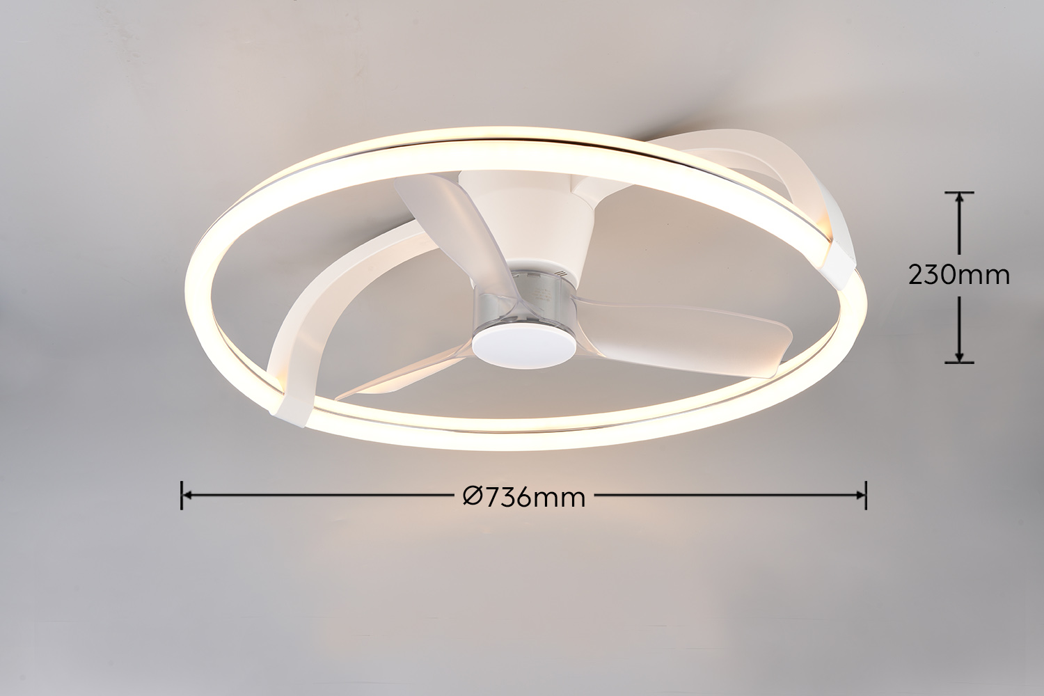 Fantiluxe Astrid Ventilador de techo, Ø73,5 cm, Mando a distancia, Blanco