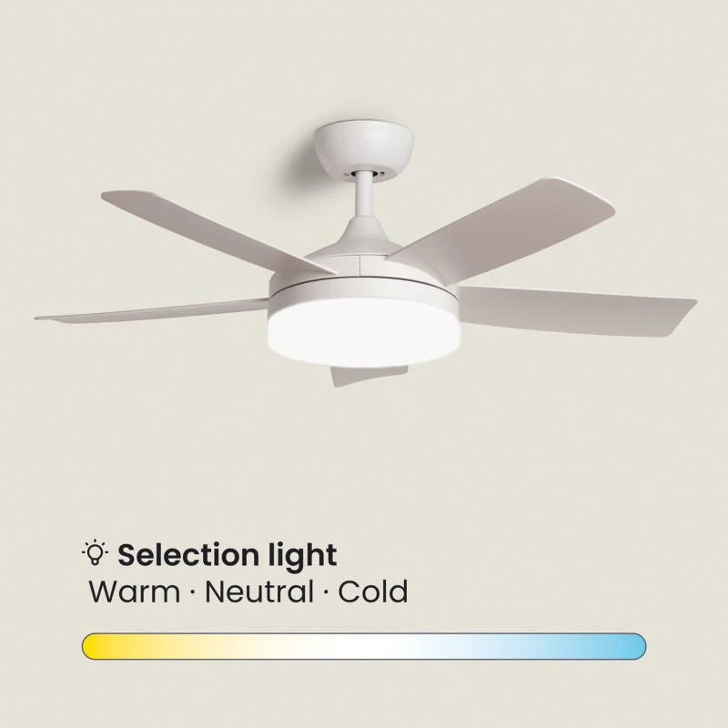 Cool Breeze Matilda Ventilador de techo con luz, ØØ106cm cm, Mando a distancia + control de pared, Blanco
