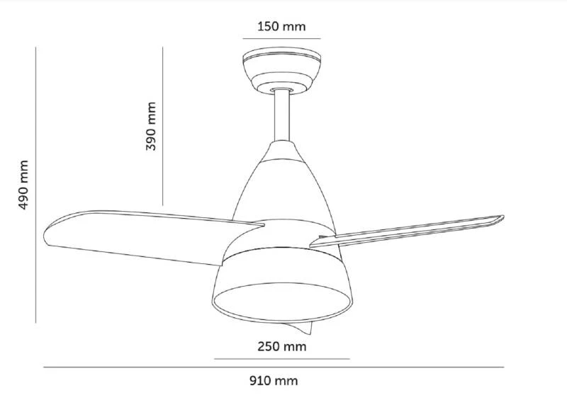 Fantiluxe Viklund Ventilador de techo, Ø91 cm, Mando a distancia, Blanco