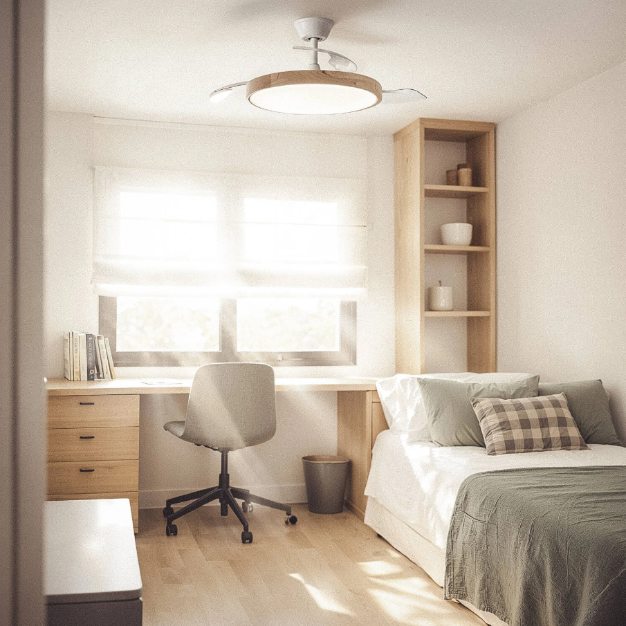 Fantiluxe Varnvik Ventilador de techo, Ø106 cm, Mando a distancia + aplicación móvil, Transparente