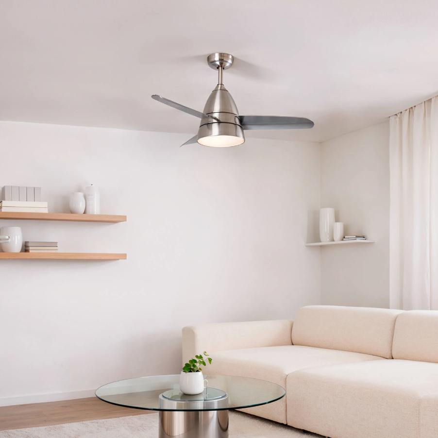 Fantiluxe Holmstrom Ventilador de techo, Ø91 cm, Mando a distancia, Plata