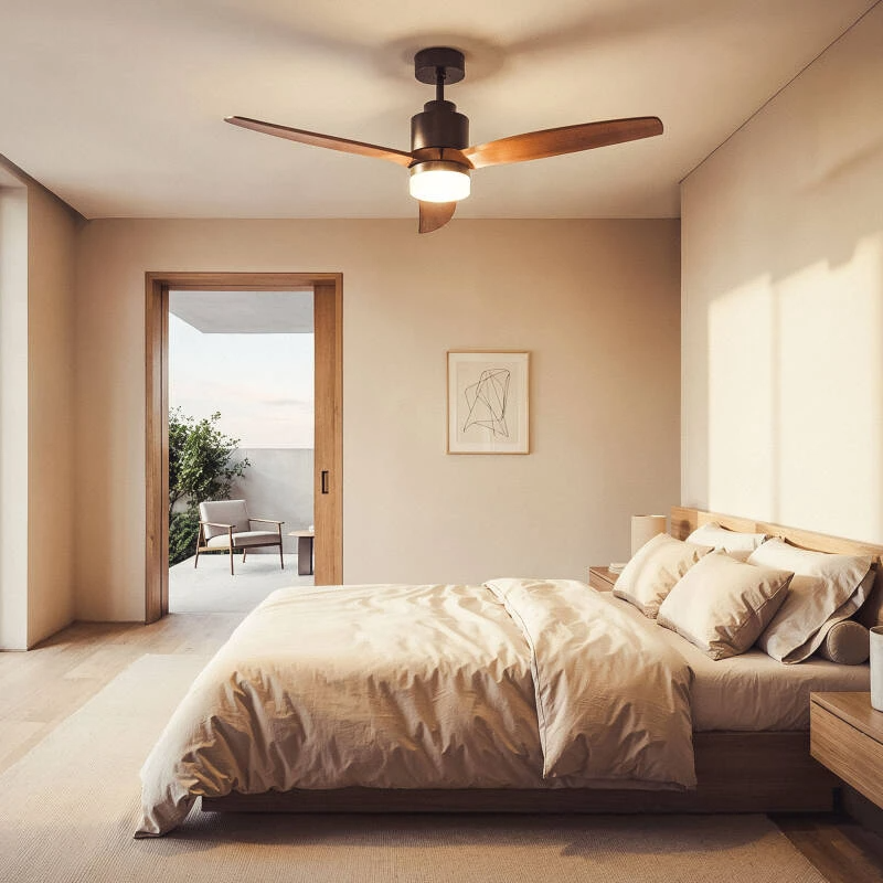 Fantiluxe Tarek Ventilador de techo, Ø132 cm, Mando a distancia, Marrón / aspecto madera oscura
