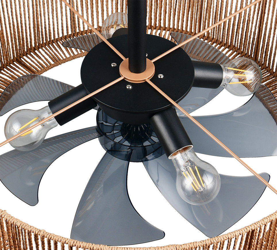 Fantiluxe Wilma Ventilador de techo, Ø61 cm, Mando a distancia, aspecto madera
