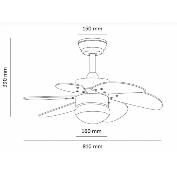 Orejo Ventilador de techo, ØØ81cm cm, Mando a distancia, aspecto madera