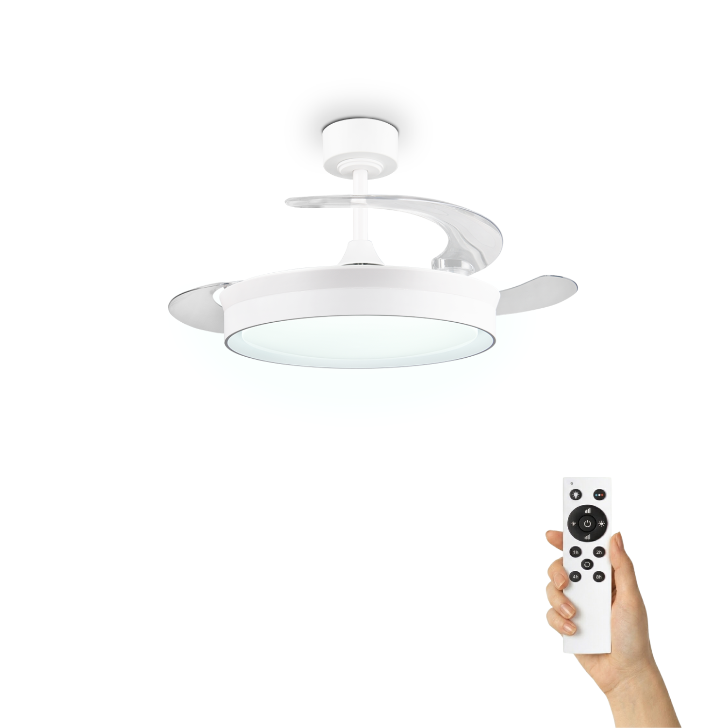 Fantiluxe Ivar Ventilador de techo, Ø106 cm, Mando a distancia, Blanco