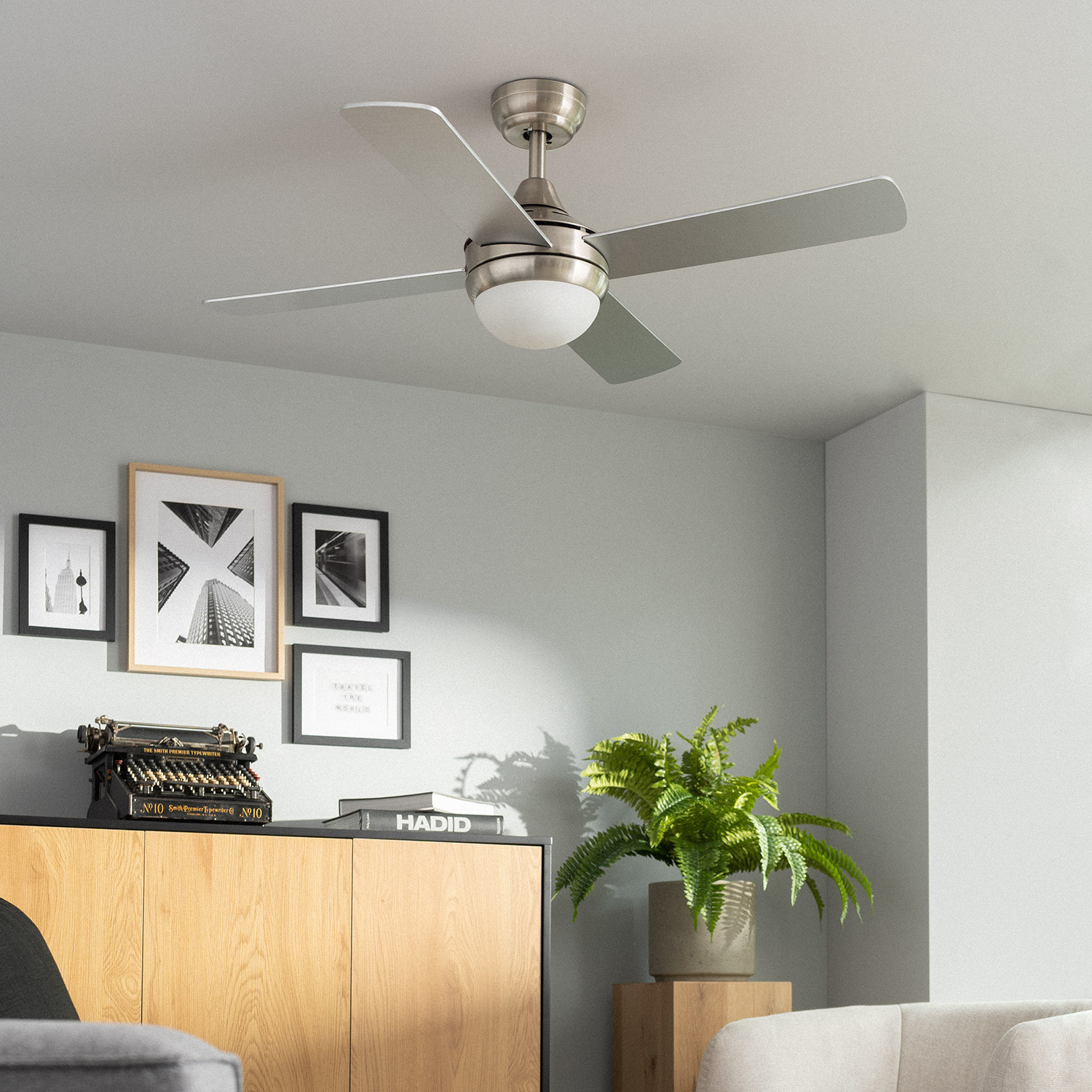 Ventiluxe Armin Ventilador de techo con luz, Ø110 cm, Mando a distancia, Plata