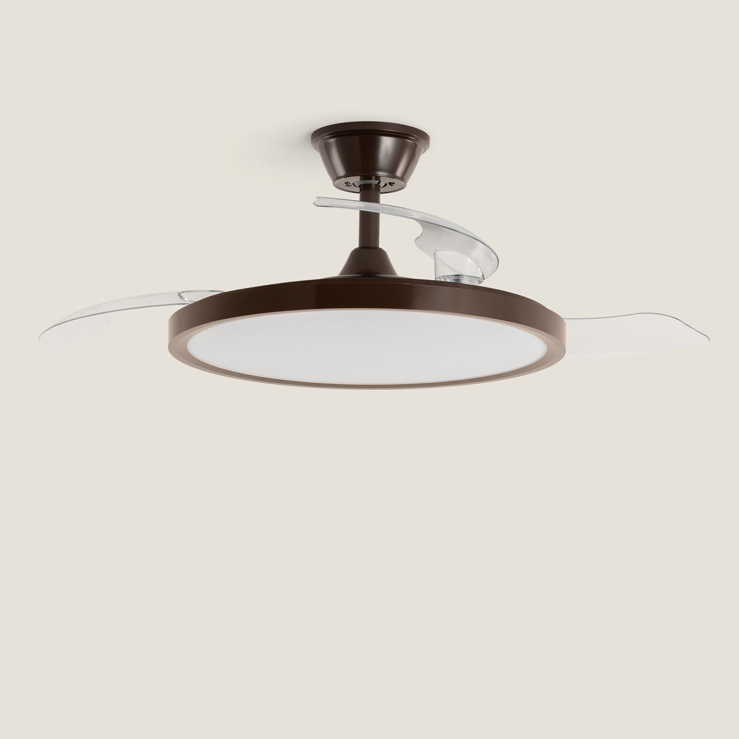 Fantiluxe Varnvik Ventilador de techo, Ø106 cm, Mando a distancia, Marrón / Transparente