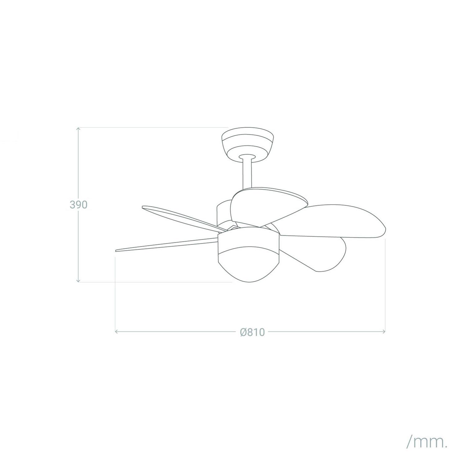 Fantiluxe Orejo Ventilador de techo, ØØ81cm cm, Mando a distancia, Blanco