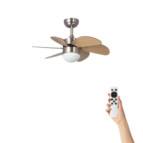 Orejo Ventilador de techo, Ø81cm cm, Mando a distancia, aspecto madera