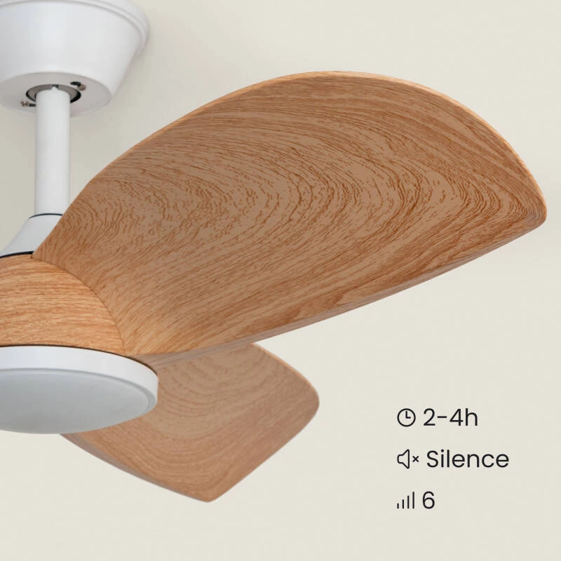 Fantiluxe Oliver Ventilador de techo, Ø76 cm, Mando a distancia, Blanco / aspecto madera