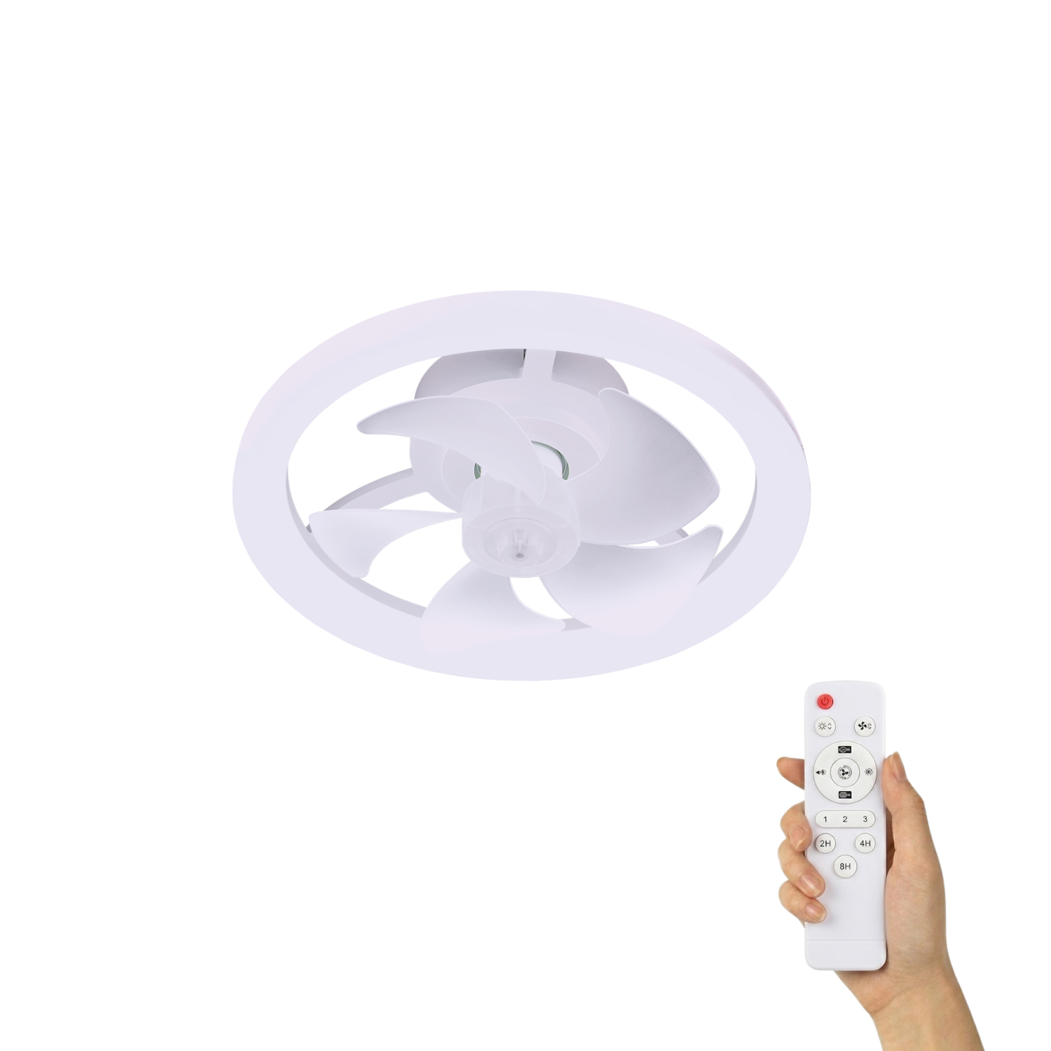 Fantiluxe Selma Ventilador de techo, Ø40 cm, Mando a distancia, Blanco