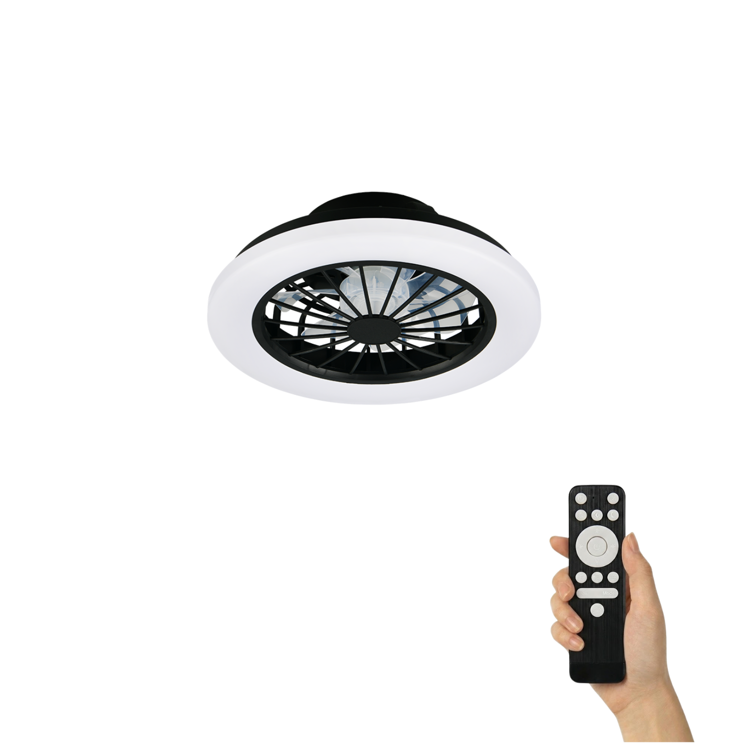 Fantiluxe Ingrid Ventilador de techo, Ø38 cm, Mando a distancia, Negro
