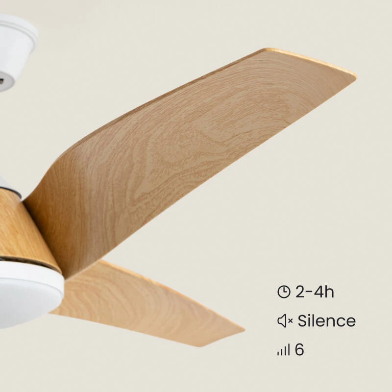 Fantiluxe Felix Ventilador de techo, Ø132 cm, Mando a distancia, Blanco / aspecto madera