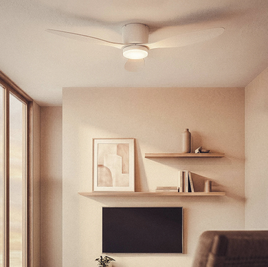 Fantiluxe Nils Ventilador de techo, Ø132 cm, Mando a distancia, Blanco