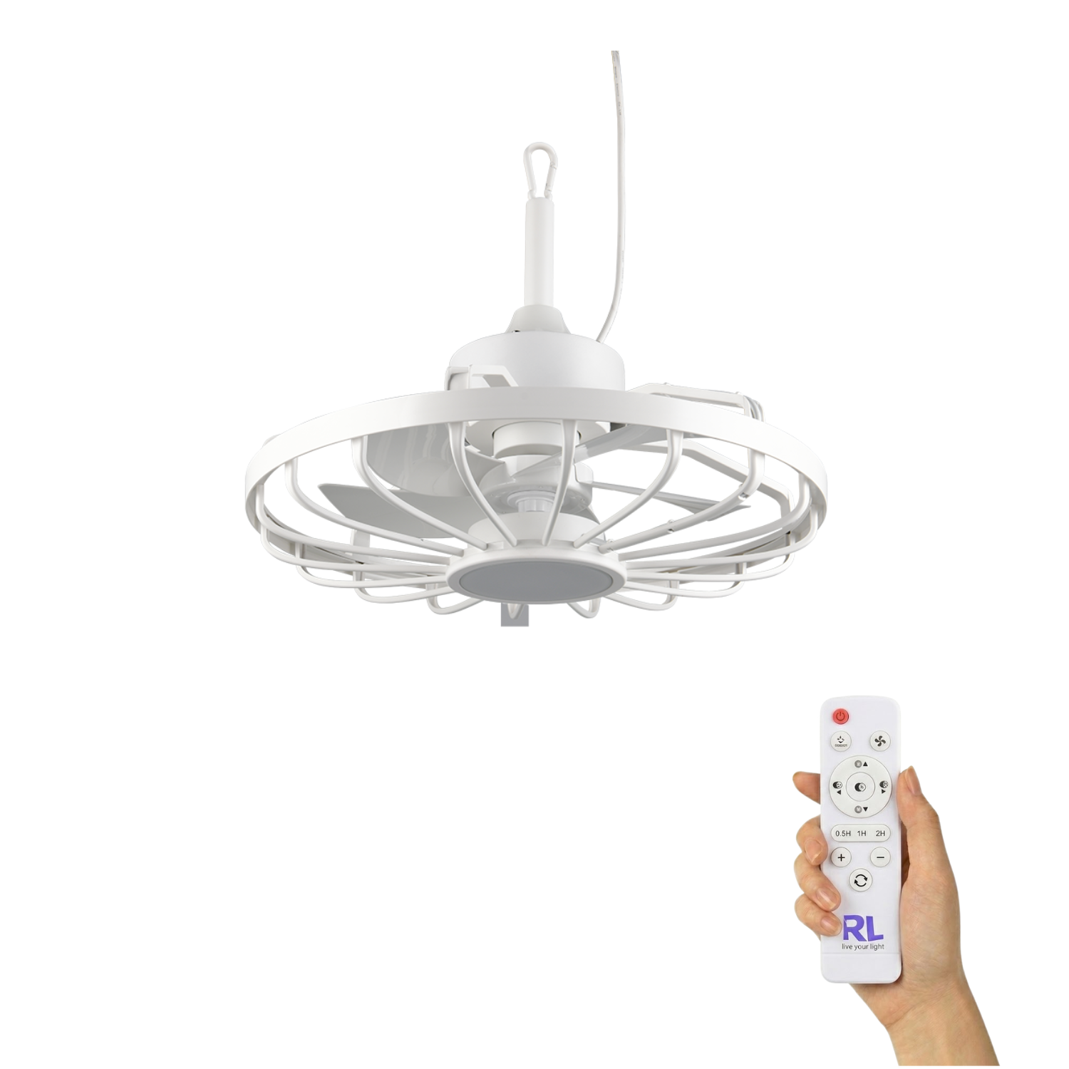 Fantiluxe Saga Ventilador de techo, Ø51 cm, Mando a distancia, Blanco