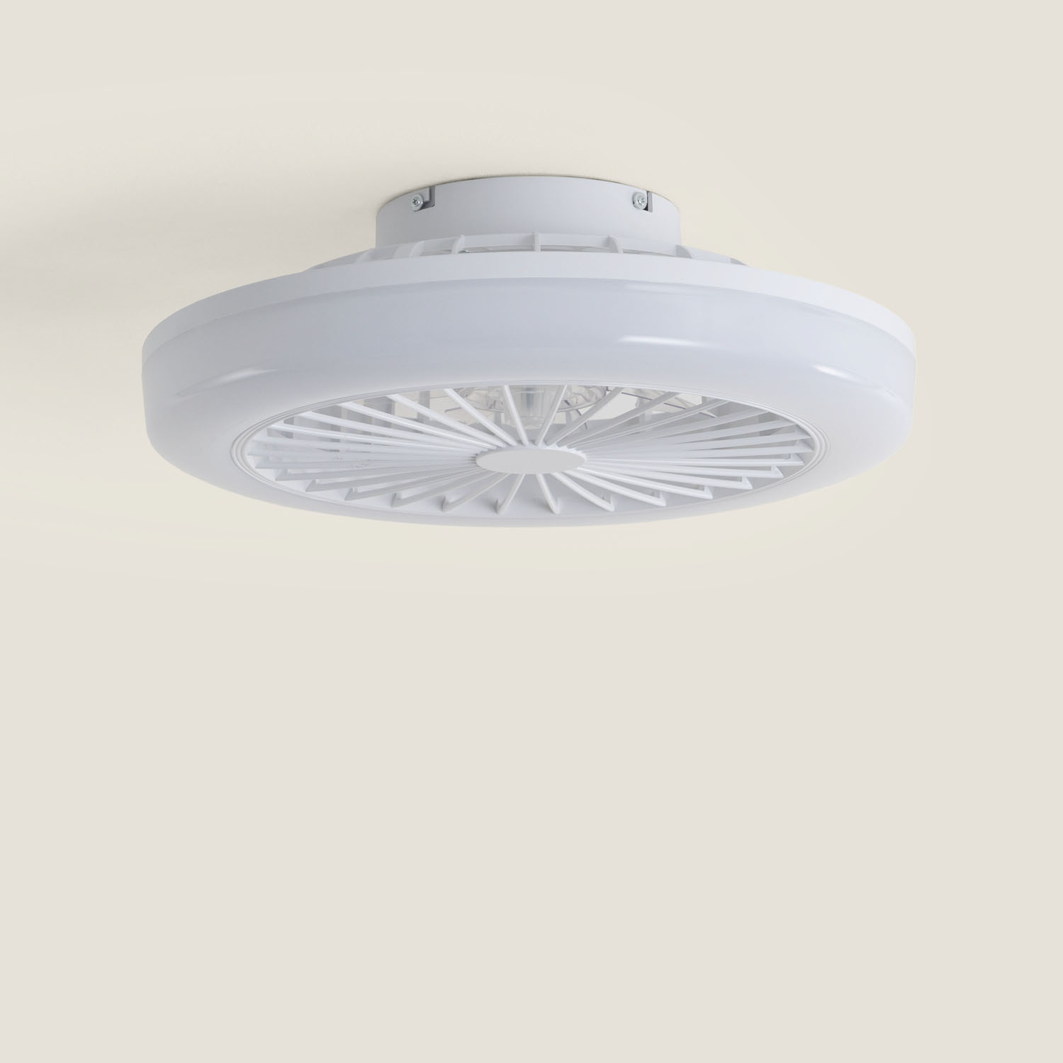 Fantiluxe Albin Ventilador de techo, Ø45 cm, Mando a distancia, Blanco / Transparente