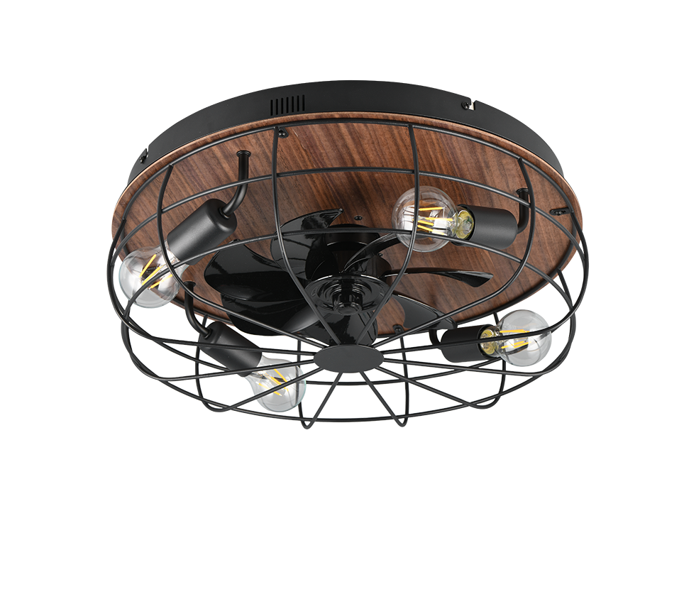 Fantiluxe Olav Ventilador de techo, Ø48 cm, Mando a distancia, Negro