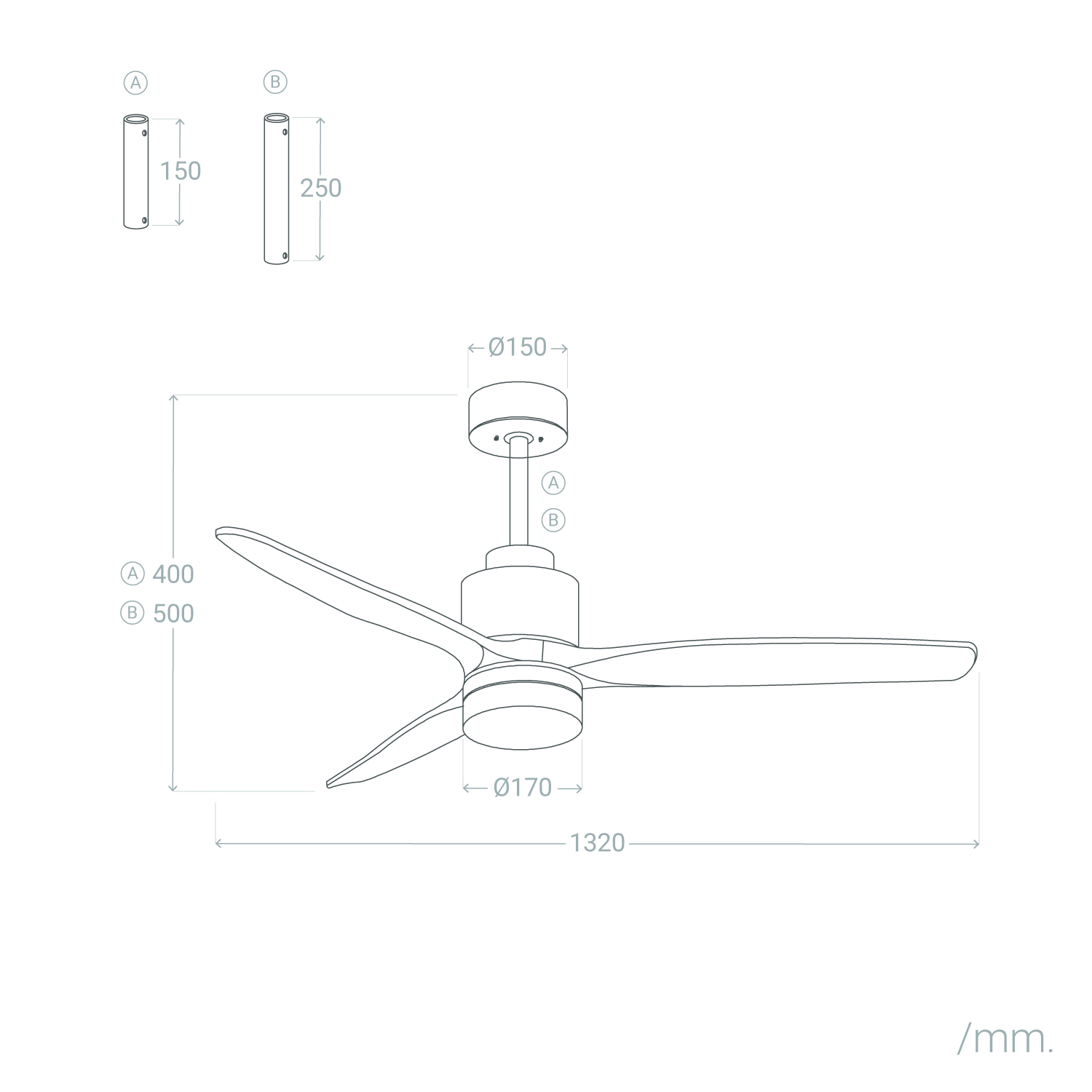 Fantiluxe Tarek Ventilador de techo, Ø132 cm, Mando a distancia + aplicación móvil, Marrón / aspecto madera oscura