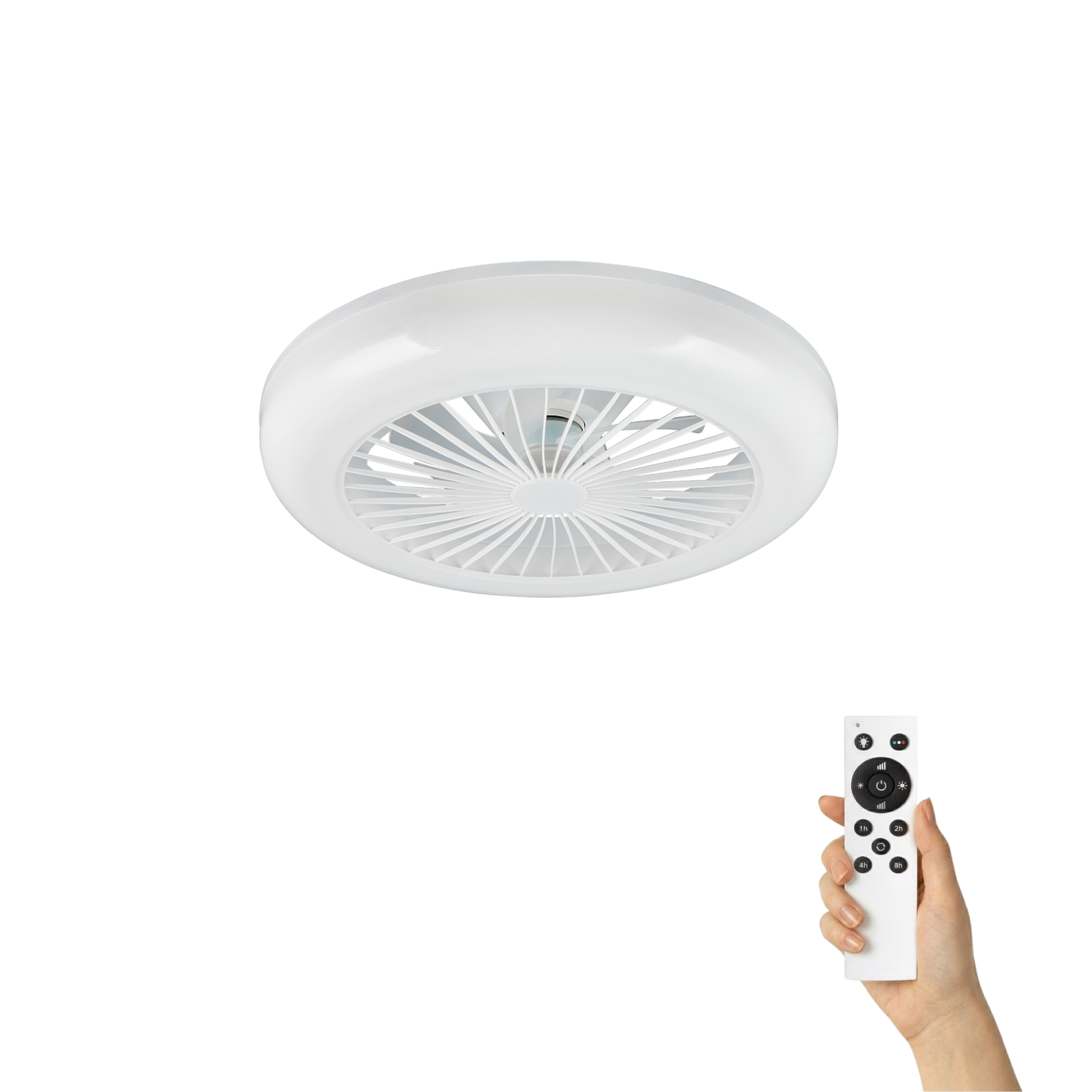 Fantiluxe Mette Ventilador de techo, Ø45 cm, Mando a distancia, Blanco