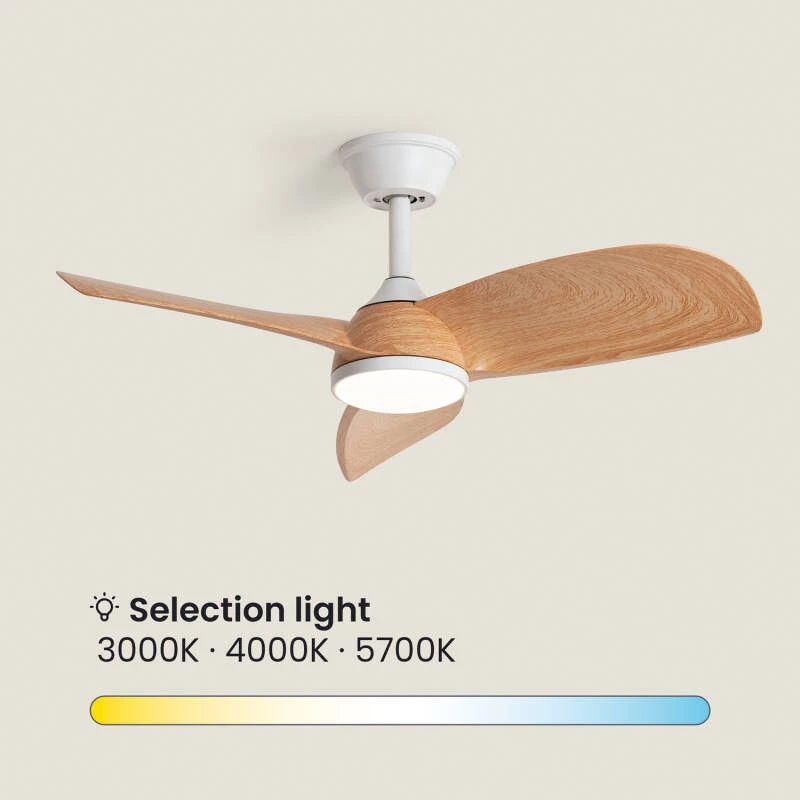 Fantiluxe Oliver Ventilador de techo, Ø76 cm, Mando a distancia, Blanco / aspecto madera