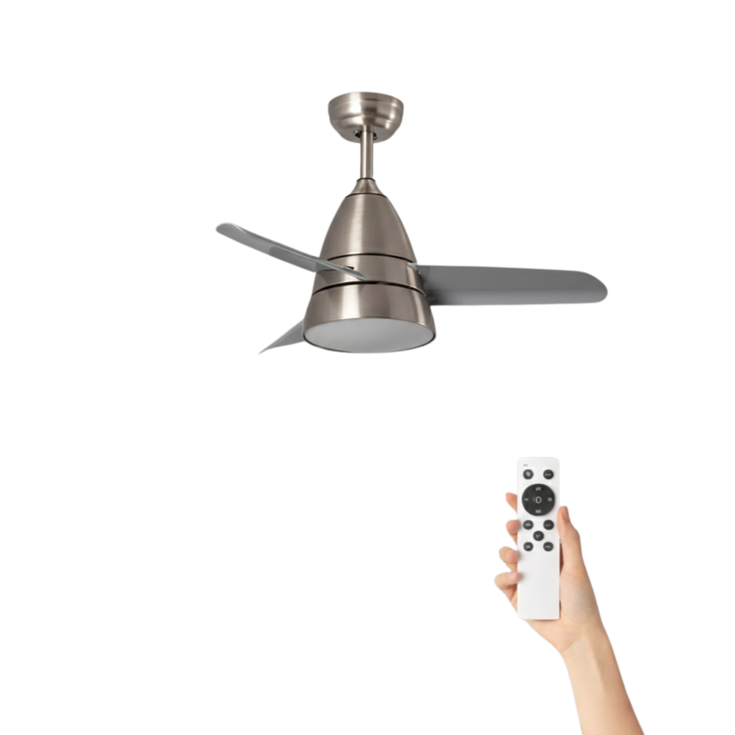 Fantiluxe Holmstrom Ventilador de techo, Ø91 cm, Mando a distancia, Plata
