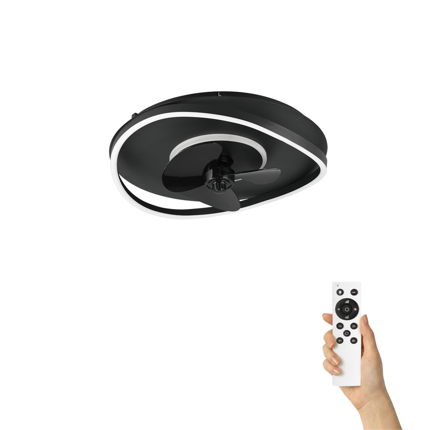Fantiluxe Brynja Ventilador de techo, Ø50 cm, Mando a distancia, Negro